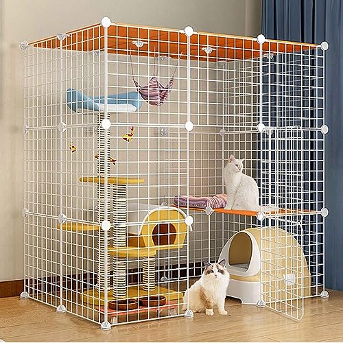 Katzenkäfige Indoor Groß mit Dach, Kitten Pen, Cat House, Mehrschichtiges Design, Einfache Montage Der Cattery, Verschiedene Größen, 2 Farben Katzenkäfige Indoor Groß mit Dach, Kitten Pen, Cat House, Mehrschichtiges Design, Einfache Montage Der Cattery, Verschiedene Größen, 2 Farben von HYUFEIAO
