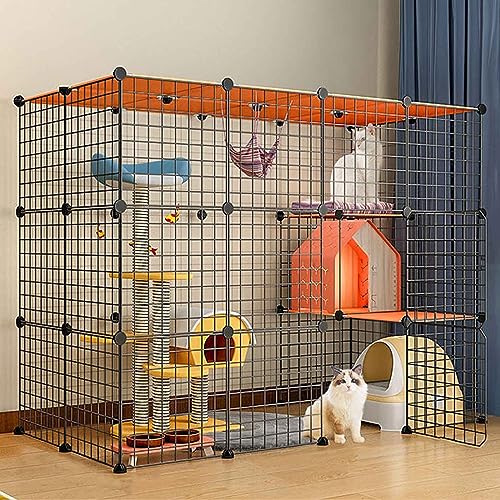 Katzenkäfige Indoor Groß mit Dach, Kitten Pen, Cat House, Mehrschichtiges Design, Einfache Montage Der Cattery, Verschiedene Größen, 2 Farben Katzenkäfige Indoor Groß mit Dach, Kitten Pen, Cat House, Mehrschichtiges Design, Einfache Montage Der Cattery, Verschiedene Größen, 2 Farben von HYUFEIAO