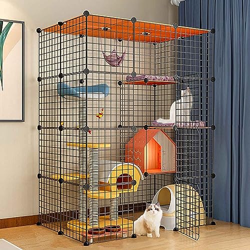 Katzenkäfige Indoor Groß mit Dach, Kitten Pen, Cat House, Mehrschichtiges Design, Einfache Montage Der Cattery, Verschiedene Größen, 2 Farben Katzenkäfige Indoor Groß mit Dach, Kitten Pen, Cat House, Mehrschichtiges Design, Einfache Montage Der Cattery, Verschiedene Größen, 2 Farben von HYUFEIAO