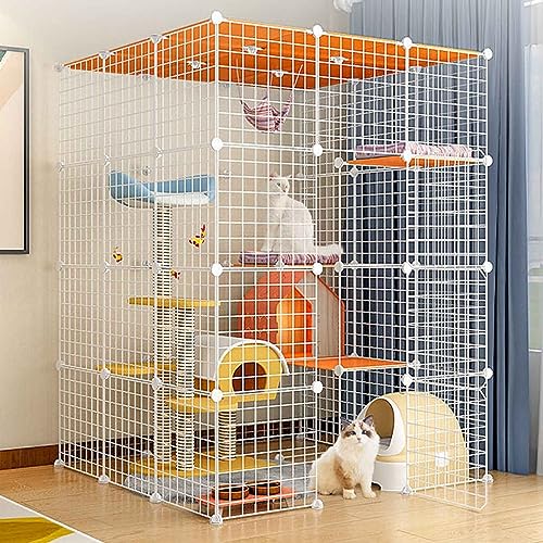 Katzenkäfige Indoor Groß mit Dach, Kitten Pen, Cat House, Mehrschichtiges Design, Einfache Montage Der Cattery, Verschiedene Größen, 2 Farben Katzenkäfige Indoor Groß mit Dach, Kitten Pen, Cat House, Mehrschichtiges Design, Einfache Montage Der Cattery, Verschiedene Größen, 2 Farben von HYUFEIAO