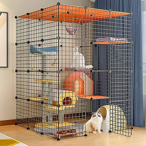 Katzenkäfige Indoor Groß mit Dach, Kitten Pen, Cat House, Mehrschichtiges Design, Einfache Montage Der Cattery, Verschiedene Größen, 2 Farben Katzenkäfige Indoor Groß mit Dach, Kitten Pen, Cat House, Mehrschichtiges Design, Einfache Montage Der Cattery, Verschiedene Größen, 2 Farben von HYUFEIAO