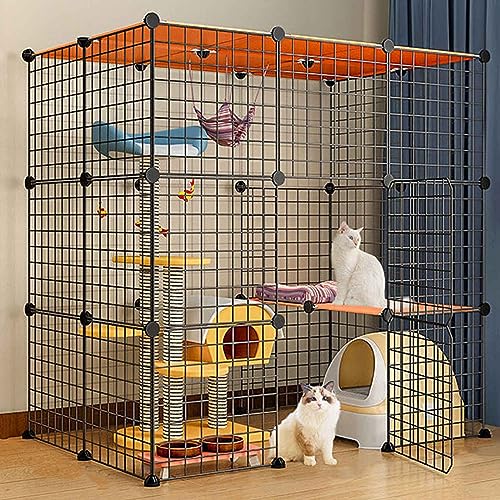Katzenkäfige Indoor Groß mit Dach, Kitten Pen, Cat House, Mehrschichtiges Design, Einfache Montage Der Cattery, Verschiedene Größen, 2 Farben Katzenkäfige Indoor Groß mit Dach, Kitten Pen, Cat House, Mehrschichtiges Design, Einfache Montage Der Cattery, Verschiedene Größen, 2 Farben von HYUFEIAO