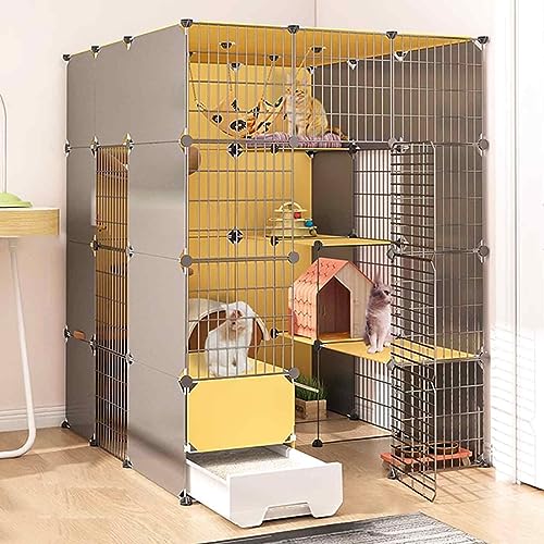 Katzenkäfige Indoor Groß mit Katzentoilette, Haustierbox Abnehmbar, Katzenstifte für Innen, Kätzchen Käfig Indoor Pen mit Dach, Transparentes Design, Super Tragfähig, Einfach Zu Montieren Katzenkäfige Indoor Groß mit Katzentoilette, Haustierbox Abnehmbar, Katzenstifte für Innen, Kätzchen Käfig Indoor Pen mit Dach, Transparentes Design, Super Tragfähig, Einfach Zu Montieren von HYUFEIAO