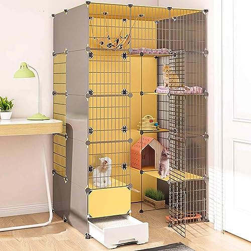 Katzenkäfige Indoor Groß mit Katzentoilette, Haustierbox Abnehmbar, Katzenstifte für Innen, Kätzchen Käfig Indoor Pen mit Dach, Transparentes Design, Super Tragfähig, Einfach Zu Montieren Katzenkäfige Indoor Groß mit Katzentoilette, Haustierbox Abnehmbar, Katzenstifte für Innen, Kätzchen Käfig Indoor Pen mit Dach, Transparentes Design, Super Tragfähig, Einfach Zu Montieren von HYUFEIAO