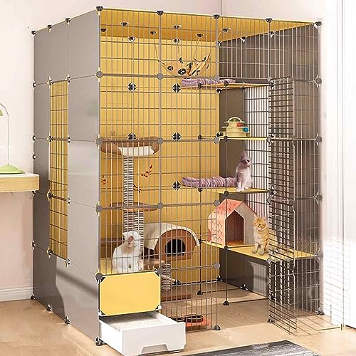Katzenkäfige Indoor Groß mit Katzentoilette, Haustierbox Abnehmbar, Katzenstifte für Innen, Kätzchen Käfig Indoor Pen mit Dach, Transparentes Design, Super Tragfähig, Einfach Zu Montieren Katzenkäfige Indoor Groß mit Katzentoilette, Haustierbox Abnehmbar, Katzenstifte für Innen, Kätzchen Käfig Indoor Pen mit Dach, Transparentes Design, Super Tragfähig, Einfach Zu Montieren von HYUFEIAO