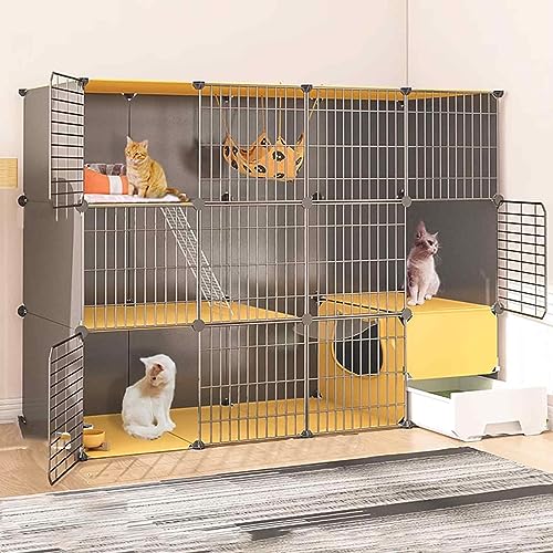 Katzenkäfige Indoor Groß mit Katzentoilette, Haustierbox Abnehmbar, Katzenstifte für Innen, Kätzchen Käfig Indoor Pen mit Dach, Transparentes Design, Super Tragfähig, Einfach Zu Montieren Katzenkäfige Indoor Groß mit Katzentoilette, Haustierbox Abnehmbar, Katzenstifte für Innen, Kätzchen Käfig Indoor Pen mit Dach, Transparentes Design, Super Tragfähig, Einfach Zu Montieren von HYUFEIAO