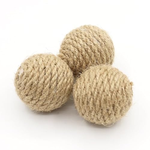 HYUIND 10 Stück Sisalbälle in Fester Farbe, Katzen-Spielzeugball, selbstklemmende Zähne, langlebiger Katzen-Nerven-Stick, Katzen-Glockenball, der Geräusche Macht(3pcs) von HYUIND