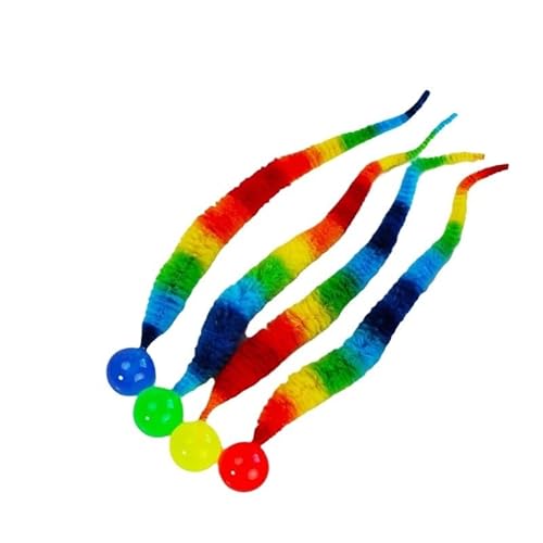 HYUIND 3 Teile/Satz Haustier Spielzeug Raupe Elastischen Ball Katzenspielzeug Regenbogen Wurm Springenden Ball Indoor Katze Raupe Interaktives Spielzeug(Multicolour-3pcs) von HYUIND