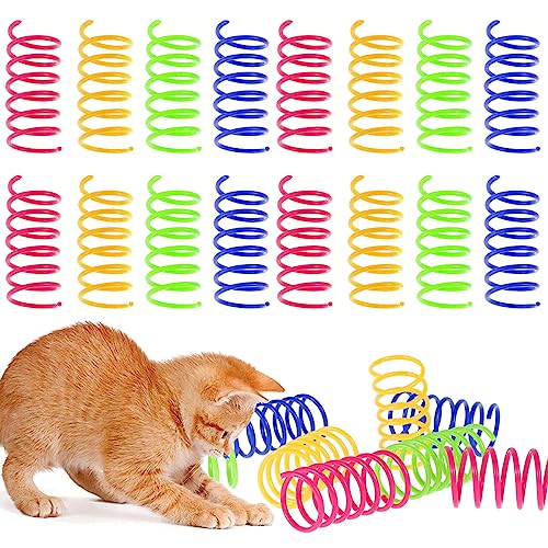 HYUIND Federspielzeug for Katzen, 16 Stück, buntes Katzenspiralspielzeug, Kätzchenspirale, Katzenspielzeug, interaktiv, langlebig, schweres Federwerkzeug for Katzen(80PCS) von HYUIND