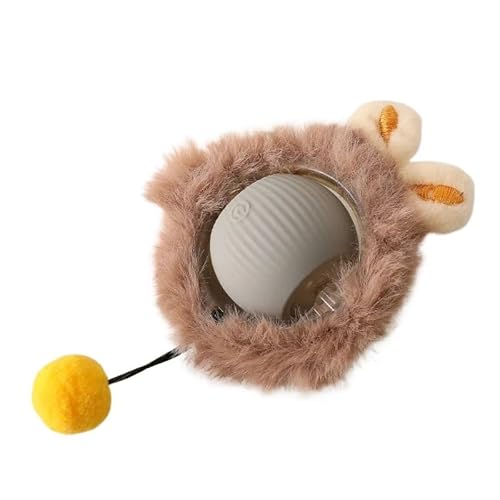 HYUIND Intelligentes Katzen- und Hundespielzeug, automatischer rollender Ball, künstlicher Schwanz, wiederaufladbar, elektrisch, bissfest, interaktive Haustierprodukte(Grey Plush Ball) von HYUIND