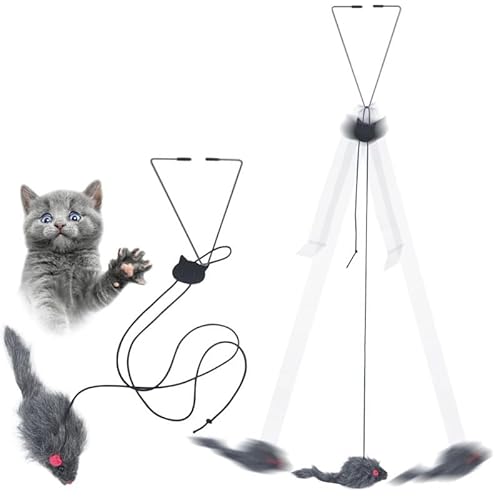 HYUIND Interaktives Katzenspielzeug for Aufhängen an der Tür mit Clip, Plüschmaus, selbstaufhängende Tür, elastisches, lustiges Katzenspielzeug, Katzenspielzeug for Hauskatzen HYUIND Interaktives Katzenspielzeug for Aufhängen an der Tür mit Clip, Plüschmaus, selbstaufhängende Tür, elastisches, lustiges Katzenspielzeug, Katzenspielzeug for Hauskatzen von HYUIND