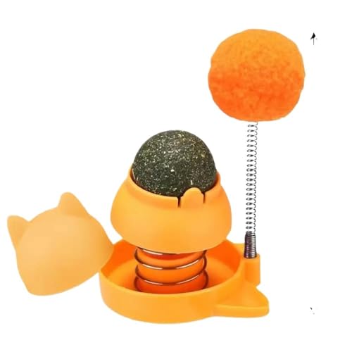 HYUIND Katzenminze-Aufkleber, drehbare Leckbälle for Katzen, essbar und gesund, mit Federball, Katzenminze-Blasen, for Lecken als Spielzeug(3) von HYUIND