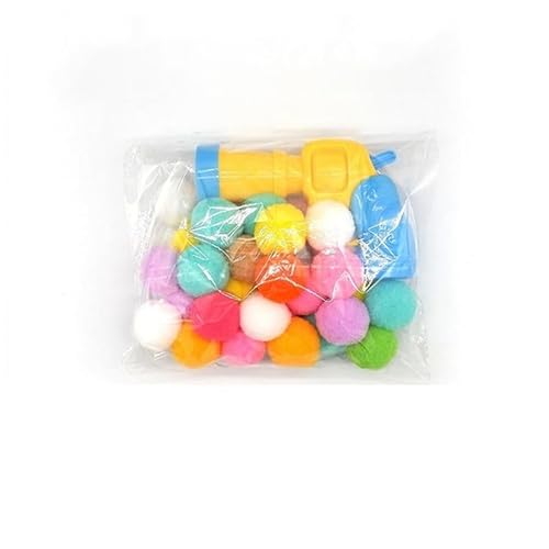 HYUIND Katzenplüschball-Schießpistole zur Linderung von Depressionen, geräuschloser Ball, Katzenspielzeug, Mini-Schießpistole, Spiele, Plüschball, Spielzeugzubehör(30 Balls 1 Gun) von HYUIND