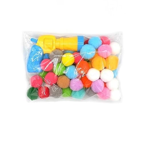 HYUIND Katzenplüschball-Schießpistole zur Linderung von Depressionen, geräuschloser Ball, Katzenspielzeug, Mini-Schießpistole, Spiele, Plüschball, Spielzeugzubehör(80 Balls 1 Gun) von HYUIND