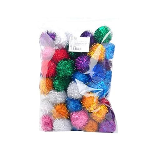 HYUIND Katzenspielzeug, interaktives Ball-Trainingsspielzeug for Haustiere, Kätzchen, interaktiver Soundball, Glitzer-Pompon, Flauschiges Übungs-Katzenspielzeug(10pcs) von HYUIND