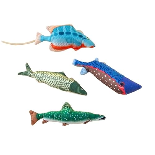 HYUIND Katzenspielzeug Tiefseefischpuppe Mint Plüschkissen Simulation Selbst Hallo Interaktives Training Liefert Katzen for Jagen(3pc Color Random) von HYUIND