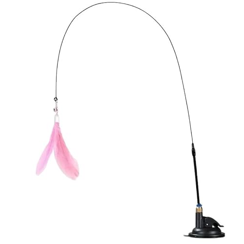 HYUIND Katzenspielzeug mit Glocke, Feder, Langer Stab, Saugnapf for Hauskatzen, Zauberstab, Übung, Katzenspielzeug for Hauskatzen(5) von HYUIND