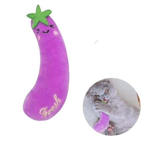 HYUIND Katzenspielzeug mit Katzenminze, Plüsch-Katzenspielzeug for Kätzchen, Zähneknirschen, Daumenkissen, Kauspielzeug, Krallen, Daumenbeißer, Haustierzubehör(Eggplant,5pcs) von HYUIND