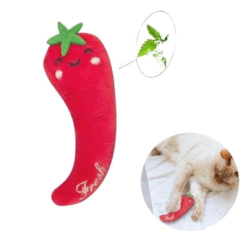 HYUIND Katzenspielzeug mit Katzenminze, Plüsch-Katzenspielzeug for Kätzchen, Zähneknirschen, Daumenkissen, Kauspielzeug, Krallen, Daumenbeißer, Haustierzubehör(Pepper,5pcs) von HYUIND