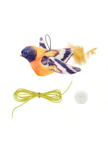 HYUIND Katzenspielzeug mit quietschendem Vogel und Federn in zufälliger Farbe – Interaktives Spielen und Zwitschern for Kätzchen, Keine Batterie erforderlich, ideal for Rassen(A) von HYUIND