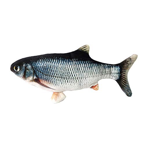HYUIND Simulation Elektrischer Puppenfisch Realistischer Plüsch Wedelnder Fisch Interaktives Katzenspielzeug Katzenminze Spielzeug USB Aufladen Haustierbedarf(1C) von HYUIND