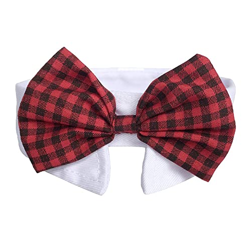 HYUIND Verstellbare formelle Haustier Fliege Kragen Krawatte for Katzen und Hunde Haustier Smoking Hochzeit Kostüm Kätzchen Katze Fliege Welpen Bowknot(Red Plaid,S) von HYUIND