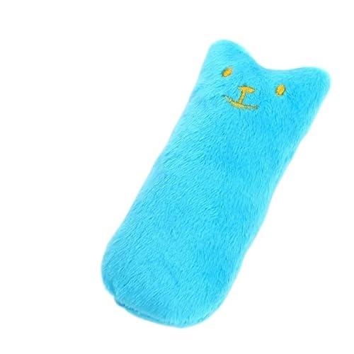 HYUIND Zähneknirschen Katzenminze Spielzeug Lustiges interaktives Plüsch Katzenspielzeug Haustier Kätzchen Kauen Stimmspielzeug Krallen Daumen Beißen Katze Minze(9x4cm Blue) von HYUIND