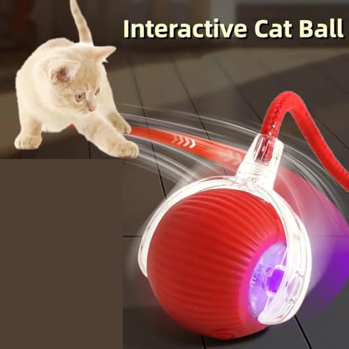 Katzenspielzeug, interaktives Ballspielzeug, automatischer rollender Ball, Kunstschwanz, USB-aufladbar, intelligentes Haustierspielzeug, Hunde- und Katzentraining(Green Tail Ball) von HYUIND