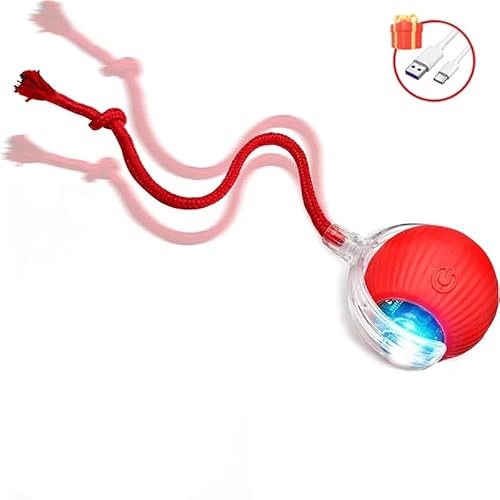 Katzenspielzeug, interaktives Ballspielzeug, automatischer rollender Ball, Kunstschwanz, USB-aufladbar, intelligentes Haustierspielzeug, Hunde- und Katzentraining(Red Tail Ball) von HYUIND