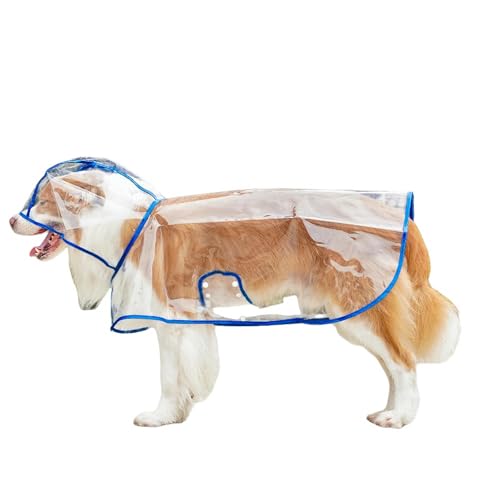 HZHYMBD Regenmantel für Haustiere Haustier Großer Hund Transparenter Im Freien, Große Hundekleidung Regenmantel-dunkelblaue Kante-m (5-7 Jin Empfohlen) von HZHYMBD