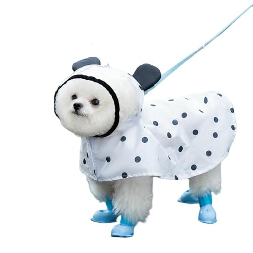 HZHYMBD Regenmantel für Haustiere Hunderegenmantel, Niedlicher Polka Dot Regenzeit Kleine Und Mittlere Hunde Transparenter Sommer Regenreiseponcho-weiß-XL (empfohlenes Gewicht 11-15 Pfund) von HZHYMBD