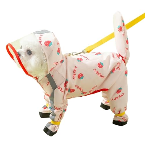 HZHYMBD Regenmantel für Haustiere Pet Regenmantel, Regencape Mit Füßen Kleine Und Mittlere Hunde, Voll wasserdichte Regenkleidung-rosa Erdbeere-s-4-7 Pfund HZHYMBD Regenmantel für Haustiere Pet Regenmantel, Regencape Mit Füßen Kleine Und Mittlere Hunde, Voll wasserdichte Regenkleidung-rosa Erdbeere-s-4-7 Pfund von HZHYMBD