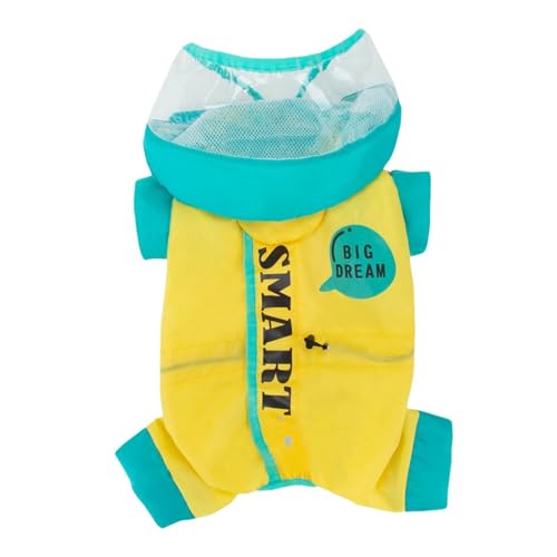HZHYMBD Regenmantel für Haustiere Pet Regenmantel, Vierbeiniger Wasserdichter Vollmantel Kleine Und Mittlere Hunde, Spezieller Hunderegenmantel-gelb-m (empfohlenes Gewicht 12-18 Pfund) von HZHYMBD