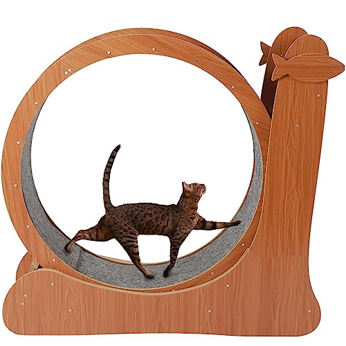 Haustier-Katzenlaufband, Haustier-Klettergerüst, Katzenrad-Übungsgerät aus Holz, geräuschlose Laufbahn und umweltfreundliche Hochfaserbretter, Innendurchmesser 80 cm, verhindert Bewegungsmangel bei von HZWJD