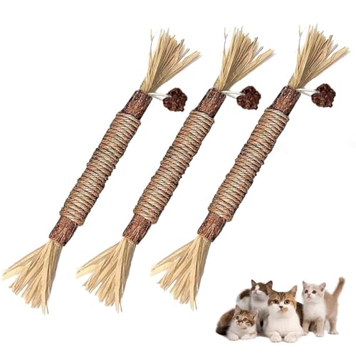 HZXINYI 3 Stück Katzenminze Sticks - Katzen Kaustangen Katzen Interaktives Spielzeug Katzen Kauhölzer Sticks Zahnreinigende Sticks für Katzenzähne Reinigung, Kauen, Stress abbauen und Spielen von HZXINYI