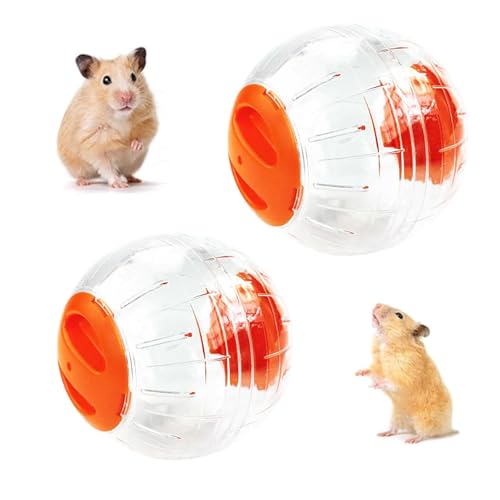 2 Stück hamsterkugel, Hamster Run Ball, Hamster Spielzeug Laufkugel Rolle Kugel 4.7 Zoll, Hamsterrad Übungsball Kunststoff, Joggingball Kleintiere Spielzeug für Mäuse (Orange) von HZling