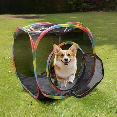 Cat Cube Zelt, Campingzelt für Katzen, Faltbarer Haustier-Spielplatz, Atmungsaktives Haustierzelt, Atmungsaktives Mesh-Gewebe-Käfig, Leicht und für den Innen- und Außenbereich geeignet von HZling