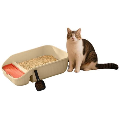 Katzenklo offen, Groß Katzentoilette hoher Rand Design für Kätzchen-Komfort, Einfache Reinigung, Für große Katzen, Kätzchen, Toilet, BPA-frei, Cat Litter Box (Weiß) von HZling