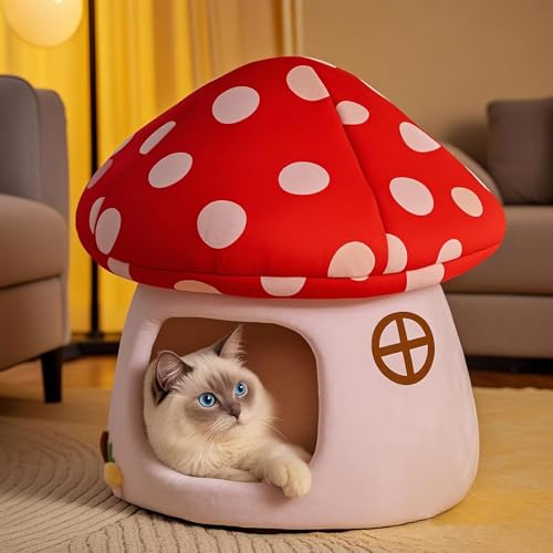 Pilz Katzenbett mit Abnehmbares Kissen, Katzenbetten für Hauskatzen, Weiches Komfort Zelt Katzenstreu Bett, Warme Katzenhöhle Beruhigendes Bett für Katzen und kleine Hunde Schlafen Pilz Katzenbett mit Abnehmbares Kissen, Katzenbetten für Hauskatzen, Weiches Komfort Zelt Katzenstreu Bett, Warme Katzenhöhle Beruhigendes Bett für Katzen und kleine Hunde Schlafen von HZling