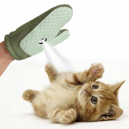 Tierhaarentferner Handschuh, Pet Mitt mit Bürsten, All-in-One Grooming Mist Glove for Pets Fell Magnet Handschuh Katzenbürste mit Dampf Antistatische Hair Remover (Grün) von HZling