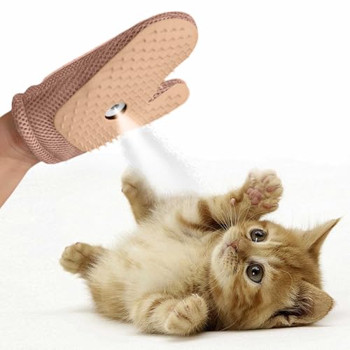 Tierhaarentferner Handschuh, Pet Mitt mit Bürsten, All-in-One Grooming Mist Glove for Pets Fell Magnet Handschuh Katzenbürste mit Dampf Antistatische Hair Remover (Rosa) von HZling