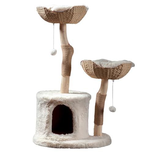 Habitat Haven The Bungalow Katzenbaum, luxuriöser Katzenhaus, großer moderner Indoor-Turm mit 2 Kunstfellbetten, Kratzbäumen, Spielzeug und Höhle für Katzen, 59,9 cm Breite x 45,7 cm Tiefe x 109,9 cm Habitat Haven The Bungalow Katzenbaum, luxuriöser Katzenhaus, großer moderner Indoor-Turm mit 2 Kunstfellbetten, Kratzbäumen, Spielzeug und Höhle für Katzen, 59,9 cm Breite x 45,7 cm Tiefe x 109,9 cm von Habitat Haven
