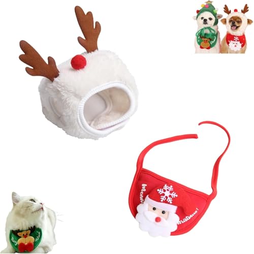 Sofenthiss Bezaubernde Weihnachtsbaummütze mit Bommeln, Weihnachtsbaummütze mit Bommeln für Hunde & Katzen, Weihnachtssets für Katzen und Hunde (C) von Hadghdf