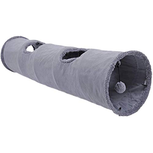 Hautier Zusammenklappbar Katze Tunnel Katzen Spielzeug Play Tunnel Dauerhaft Leder Versteck Haustier Crinkle Tunnel mit Ball 12 Zoll Durchmesser von Hagsnec