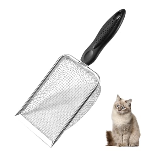 Hahhhha Katzenstreuschaufel, Edelstahl, Eckschaufel, langlebig, einfach zu schaufeln, ergonomische Katzenstreuschaufel für alle Katzenstreu, Metall-Müllschaufel Hahhhha Katzenstreuschaufel, Edelstahl, Eckschaufel, langlebig, einfach zu schaufeln, ergonomische Katzenstreuschaufel für alle Katzenstreu, Metall-Müllschaufel von Hahhhha