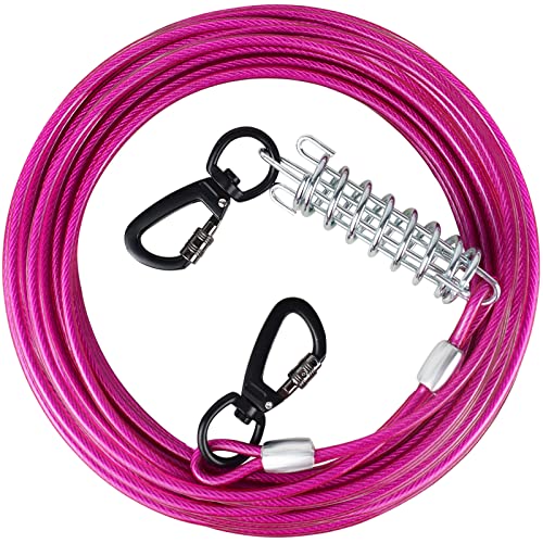 HaiYUAN Dog Tie Out Cable 10/15/20/25/30 FT Dog Runner for Yard Steel Wire Dog Cable with Durable Superior Clips Pink Dog Chains Heavy Duty for Outside Hold Large Dogs Up to 165 lbs HaiYUAN Dog Tie Out Cable 10/15/20/25/30 FT Dog Runner for Yard Steel Wire Dog Cable with Durable Superior Clips Pink Dog Chains Heavy Duty for Outside Hold Large Dogs Up to 165 lbs von HaiYUAN