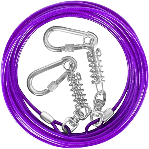 HaiYUAN Dog Tie Out Cable 10/15/20/25/30FT Dog Run Cable Rosy Pink/Blue/Purple/Silver/Red/Green/YellowTie Out Cable for Large Dogs Heavy Duty for Outside Hold Large Dogs Up to 250LBS HaiYUAN Dog Tie Out Cable 10/15/20/25/30FT Dog Run Cable Rosy Pink/Blue/Purple/Silver/Red/Green/YellowTie Out Cable for Large Dogs Heavy Duty for Outside Hold Large Dogs Up to 250LBS von HaiYUAN