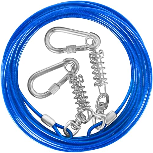 HaiYUAN Dog Tie Out Cable 10/15/20/25/30FT Dog Run Cable Rosy Pink/Blue/Purple/Silver/Red/Green/YellowTie Out Cable for Large Dogs Heavy Duty for Outside Hold Large Dogs Up to 250LBS HaiYUAN Dog Tie Out Cable 10/15/20/25/30FT Dog Run Cable Rosy Pink/Blue/Purple/Silver/Red/Green/YellowTie Out Cable for Large Dogs Heavy Duty for Outside Hold Large Dogs Up to 250LBS von HaiYUAN