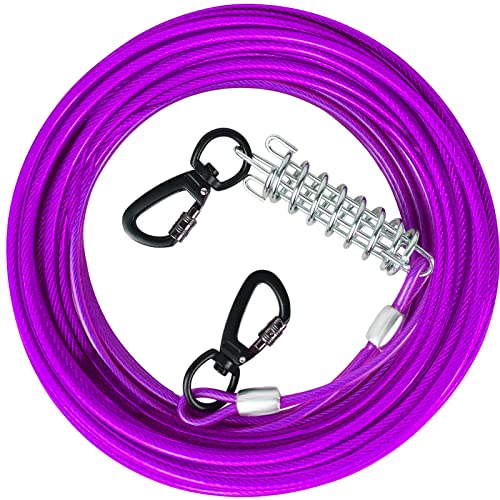 HaiYUAN Hundekabel, 3,4 m, 5,1 m, 6,1 m, 6,3 m, für Hof, Stahldraht, Hundekabel mit langlebigen, hochwertigen Clips, violette Hundeketten, strapazierfähig für den Außenbereich, große Hunde bis zu 75 von HaiYUAN