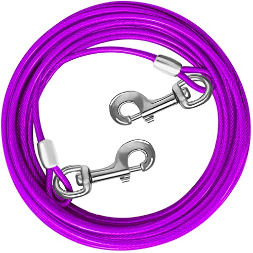 HaiYUAN Dog Tie Out Cable 10/15/20/25/30 FT Dog Runner for Yard Steel Wire Dog Cable with Durable Superior Clips Purple Dog Chains for Outside Dog Lead for Large Dogs Up to 165 lbs von HaiYUAN